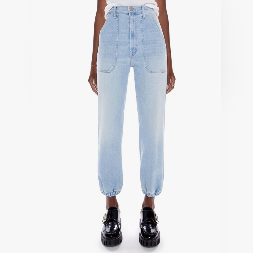 MOTHER The Wrapper Patch Springy Ankle Jeans In Chill Pill Size 25